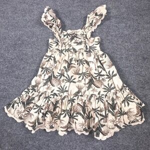 Tommy Bahama Girls 3T Tropical Palm Tree Pineapple Ruffle Tiered Dress Ivory